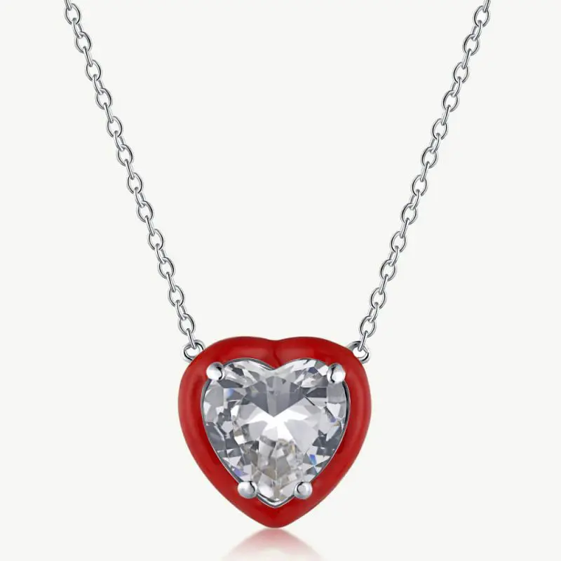 5A Radial-Cut Heart CZ Pendant Necklace with Droplet Frame main-2 1-DY190133-S-W-WH