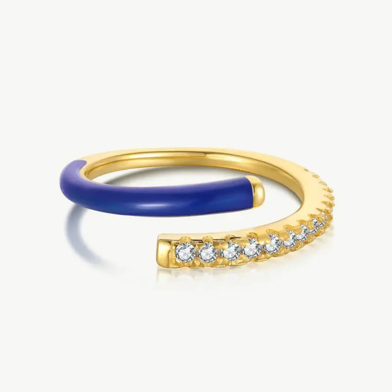 Fun Candy Drip Ring With Open Interlocking Band Design Blue main-2 DY120248-S-G-BU