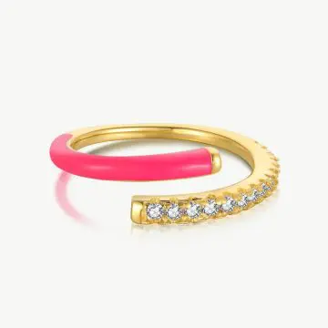 Fun Candy Drip Ring With Open Interlocking Band Design Fancy Pink main-2 DY120248-S-G-PK