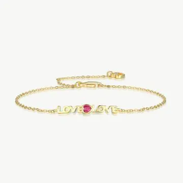 Romantic LoveLove Bracelet with Ruby Red Heart-Cut Zircon main-2 1-DY150132-S-G-RR-18K