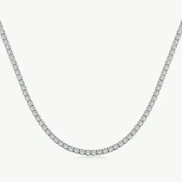 Sparkling Pave Square CZ Tennis Necklace in a Single Row main-2 1-DY190148-S-W-WH-2mm