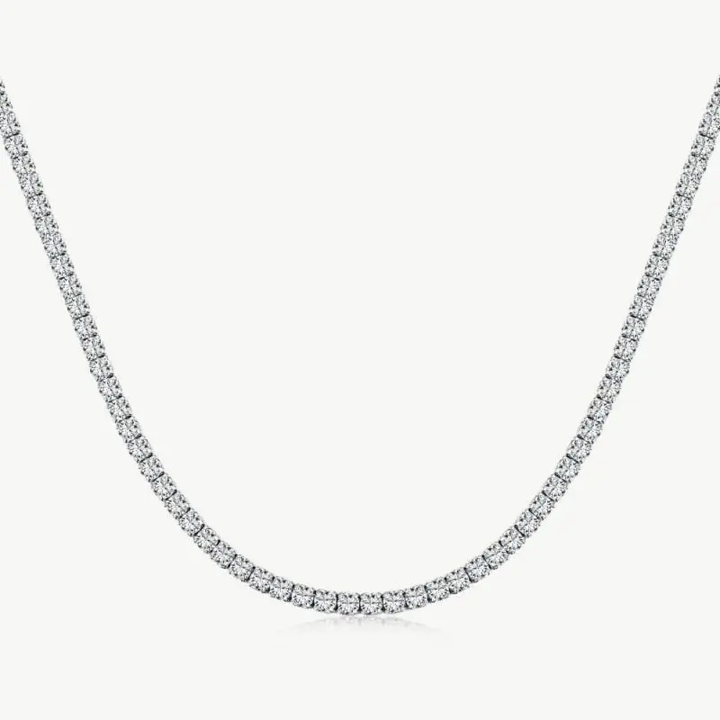 Sparkling Pave Square CZ Tennis Necklace in a Single Row main-2 1-DY190148-S-W-WH-2mm