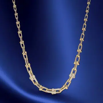 Replica T HardWear graduated link necklacewith pavé diamonds yellow gold plated main1