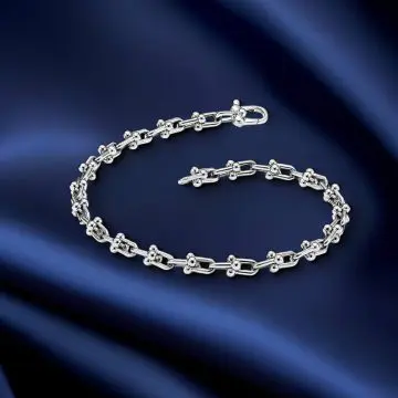 Replica T HardWear micro link bracelet medium white gold plated main1