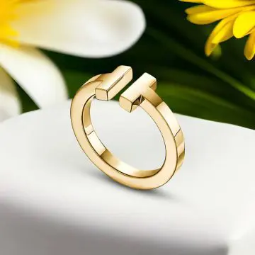 Replica T Square Ring yellow gold plated main1