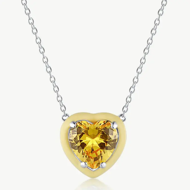 5A Radial-Cut Heart CZ Pendant Necklace with Droplet Frame main-2 1-DY190133-S-W-YE