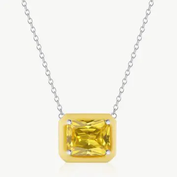 5A Radial-Cut Square CZ Pendant Necklace with Droplet Frame main-2 1-DY190131-S-W-YE