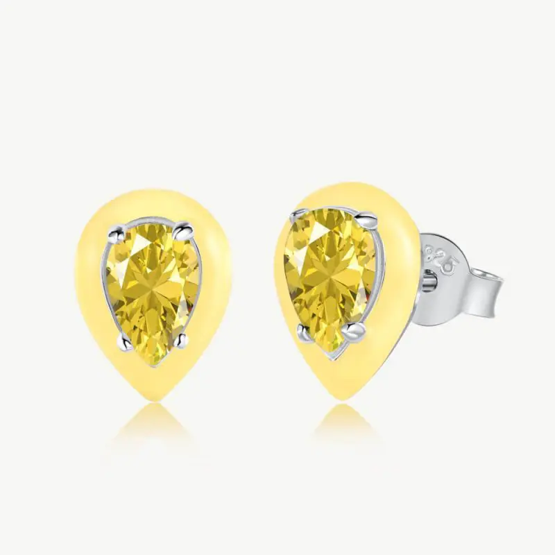 Modern 5A 5.0 ct Pear-Cut Earring Stud Adorned with Round CZ main-2 1-DY1D0214-S-W-YE