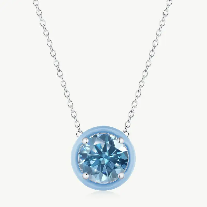 Morden 5A Round-Cut CZ Pendant Necklace with Droplet Frame main-2 1-DY190132-S-W-LB