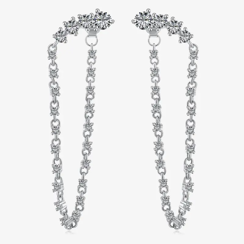 Diamond Chain Silver Earrings DY110162-S-W-WH (1)