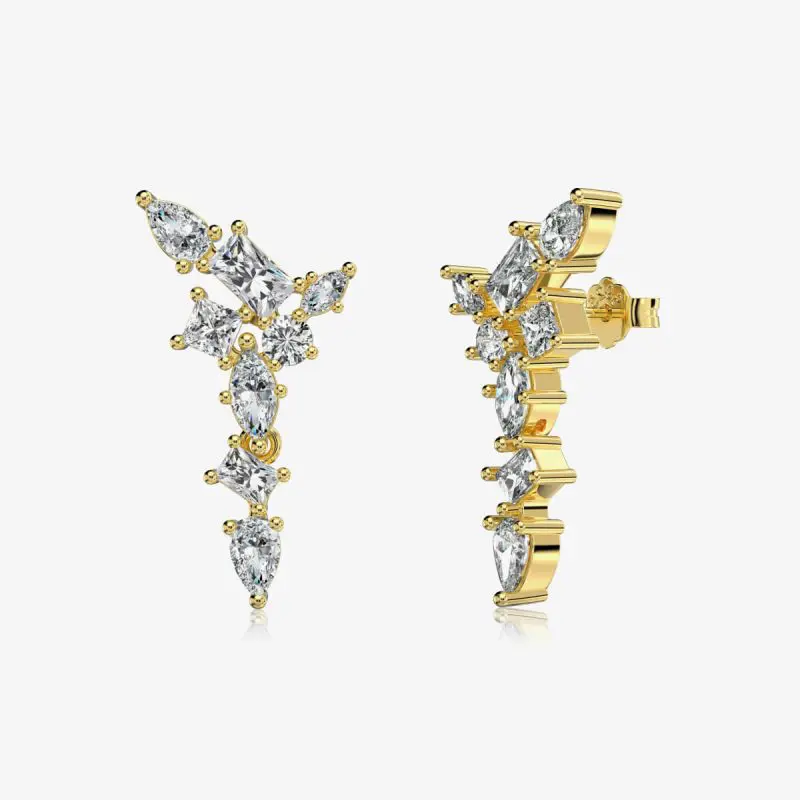 Diamond Crown Gold Earrings DY110289-S-G-WH (1)