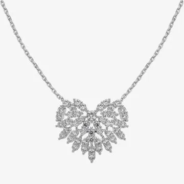 Diamond Floral 925 silver Necklace DY190785-S-W-WH (1)