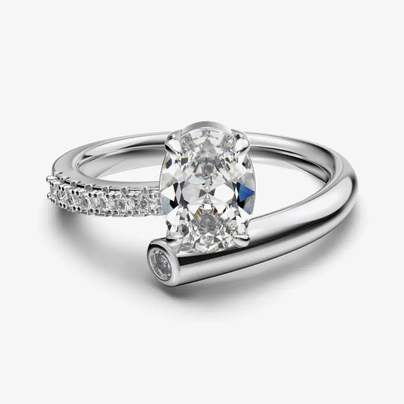 Oval Diamond Crossover Ring DY121035-S-W-WH (3)