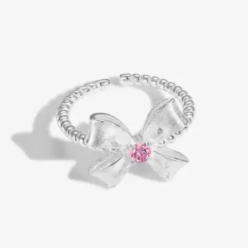 Pink Gemstone Bow 925 Silver Ring DY121083-S-S-PK (9)