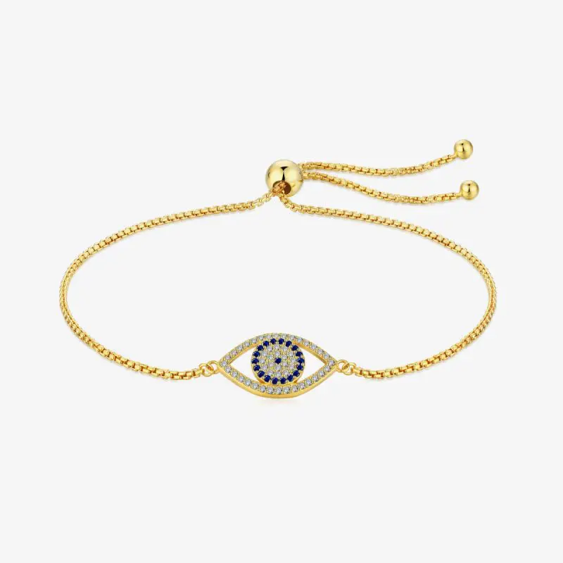 Sapphire Evil Eye 925 Silver Gold Bracelet DY150181-S-G-HD (1)