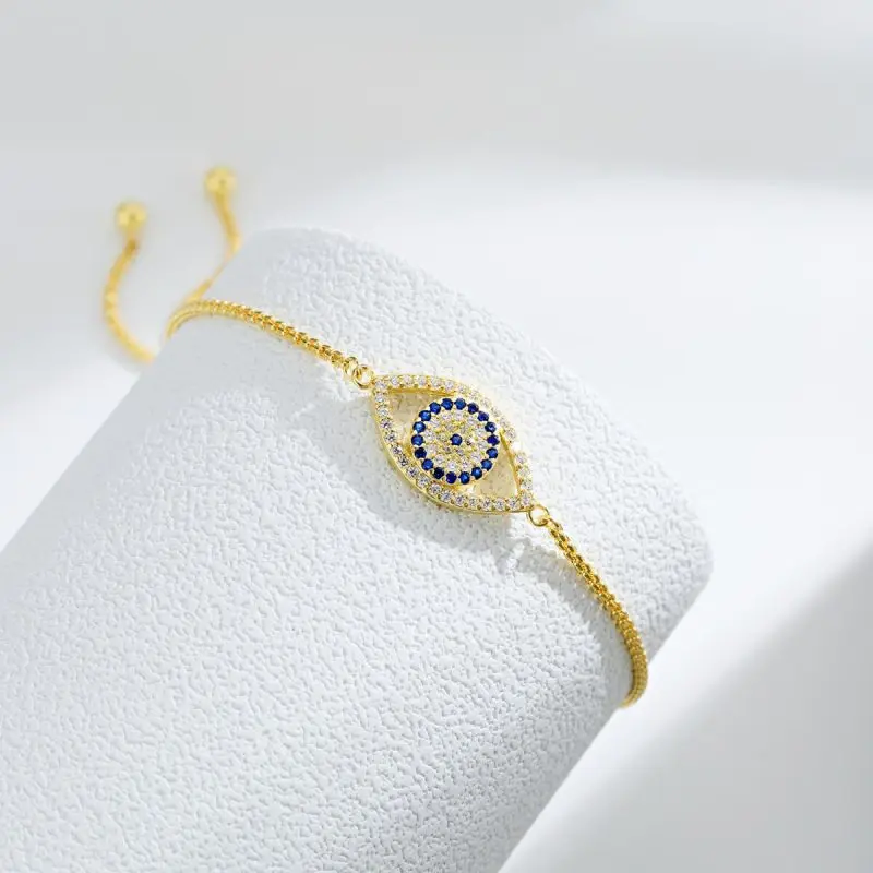 Sapphire Evil Eye 925 Silver Gold Bracelet DY150181-S-G-HD (5)