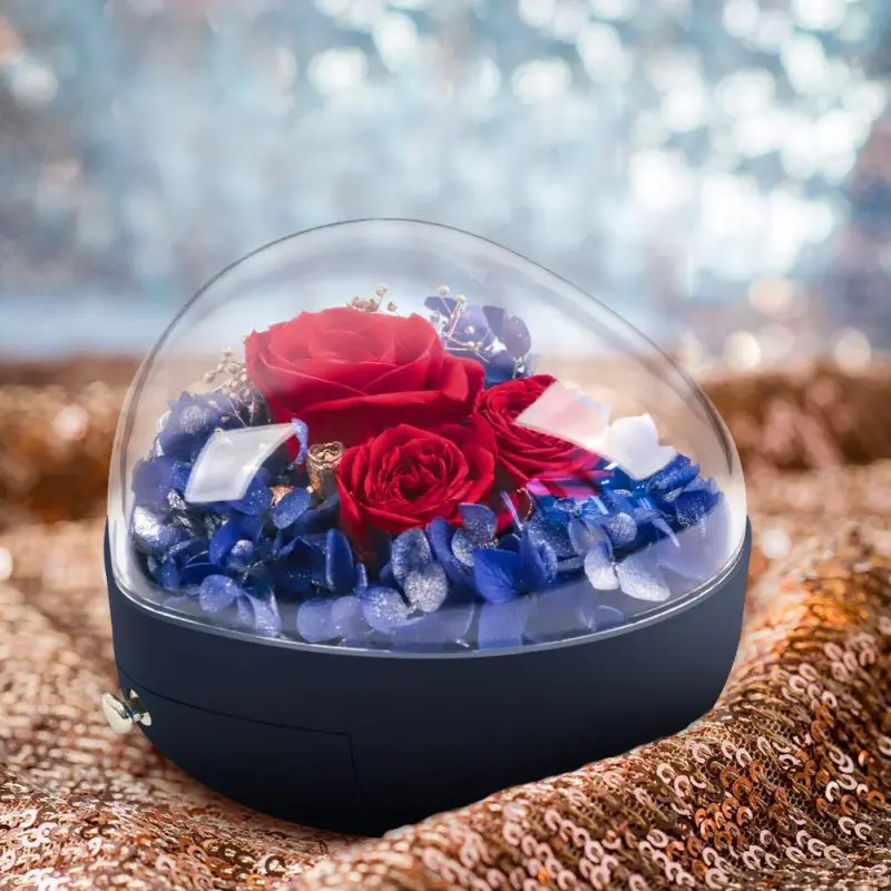 blue heart box Red Rose Eternal Flower Jewelry Box main WJRB24812-blue-heart