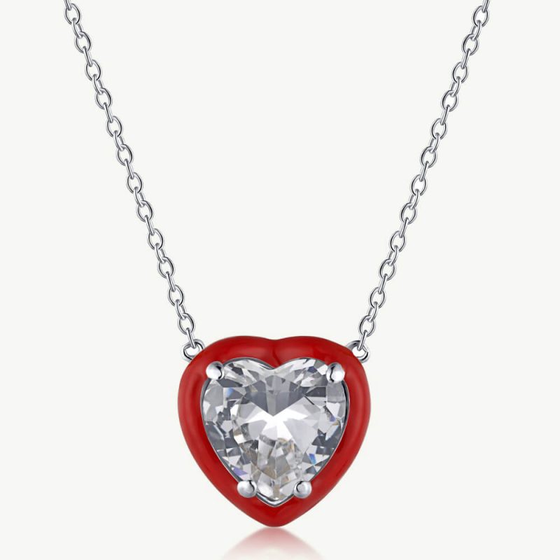 5A Radial-Cut Heart CZ Pendant Necklace with Droplet Frame main-2 1-DY190133-S-W-WH