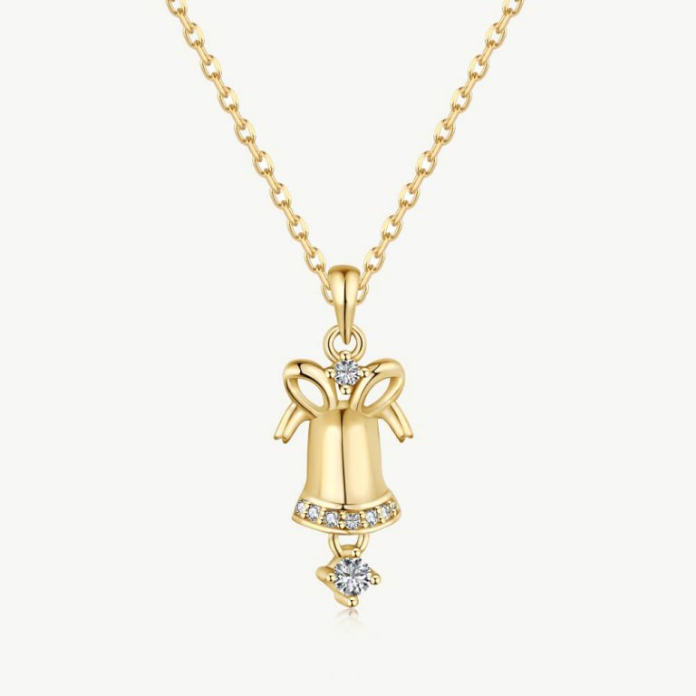 Christmas Bell-shaped Pendant Necklace with Round CZ Pave main-2 1-DY190436-S-G-WH-18K