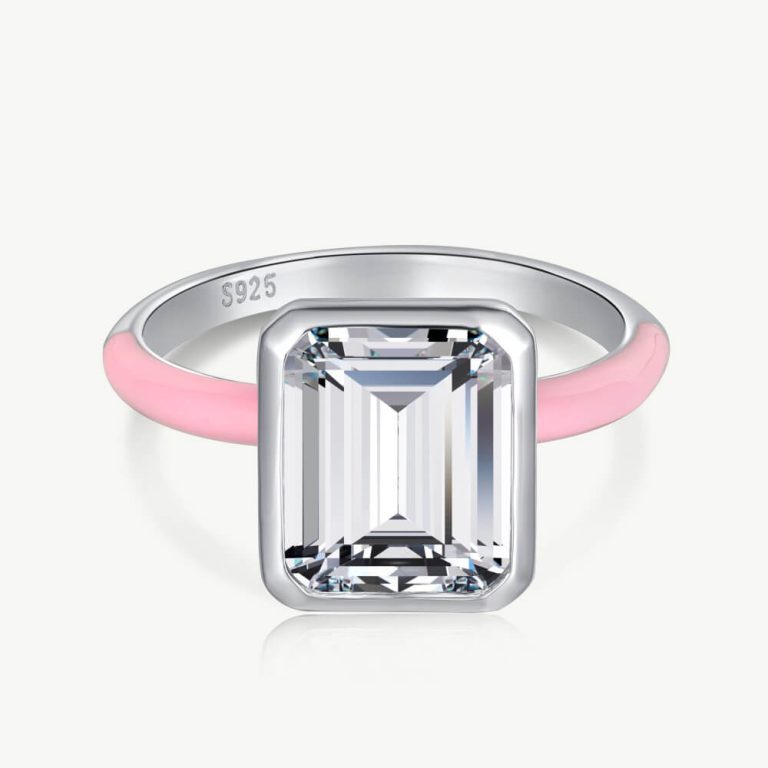 Delicate Emerald-Cut Square Ring with Modern Droplet Cover Fancy Pink main-2 DY120575-S-W-BF