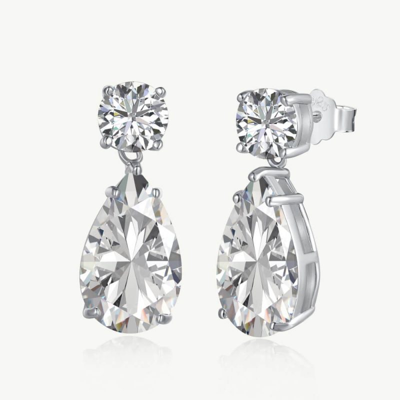 Elegant 5A Pear-Shaped Earring Adorned With Round Zirconia main-2 1-DY110144-S-W-WH