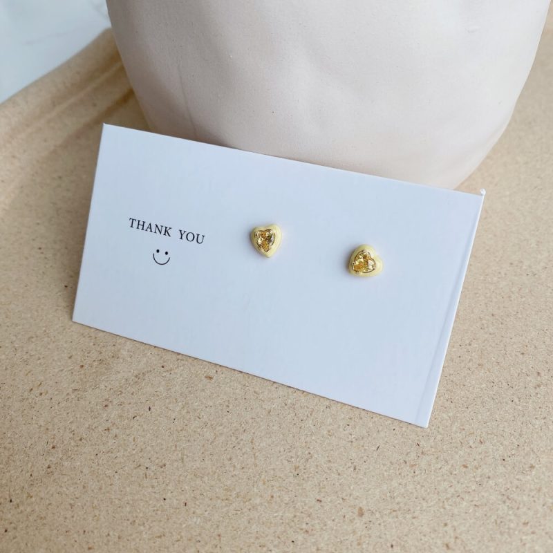Exquisite 0.25 ct Heart-Cut Earring Stud with Droplet Frame other 3-DY1D0215-S-G-YE