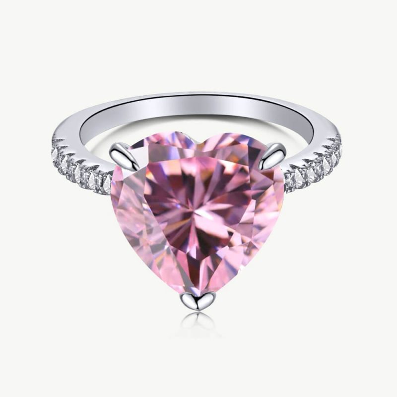 Exquisite 5A 6.0 ct Heart-Cut Ring with One Row Pave CZ Band Fancy Pink main-2 MM120055-S-W-BF