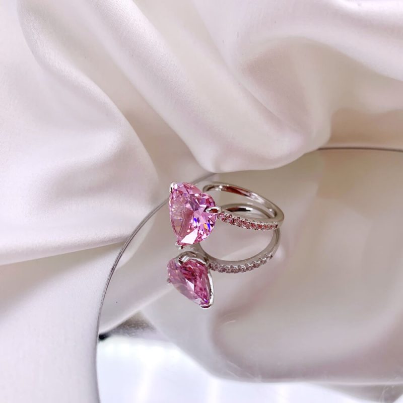 Exquisite 5A 6.0 ct Heart-Cut Ring with One Row Pave CZ Band Fancy Pink other 1 MM120055-S-W-BF