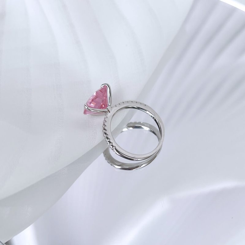 Exquisite 5A 6.0 ct Heart-Cut Ring with One Row Pave CZ Band Fancy Pink other 2 MM120055-S-W-BF