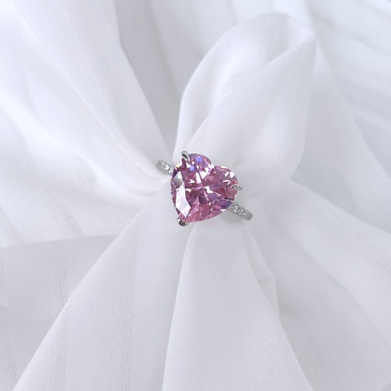 Exquisite 5A 6.0 ct Heart-Cut Ring with One Row Pave CZ Band Fancy Pink other 3 MM120055-S-W-BF