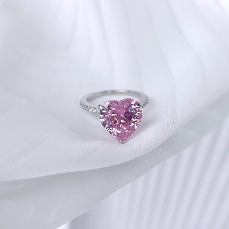 Exquisite 5A 6.0 ct Heart-Cut Ring with One Row Pave CZ Band Fancy Pink other 4 MM120055-S-W-BF