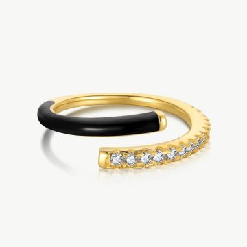 Fun Candy Drip Ring With Open Interlocking Band Design Black main-2 DY120248-S-G-BK