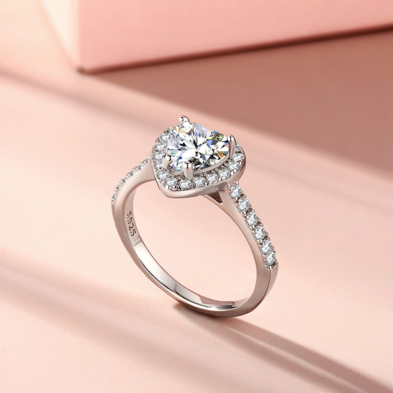 Heart-Cut Engagement Ring with One Row Pave CZ Band & Frame diamond white other 1 TL120016-S-W-WH