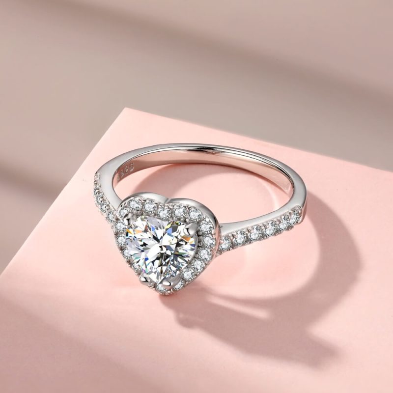 Heart-Cut Engagement Ring with One Row Pave CZ Band & Frame diamond white other 2 TL120016-S-W-WH