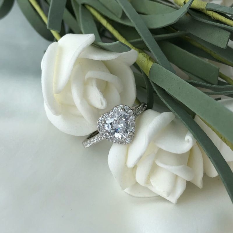 Heart-Cut Engagement Ring with One Row Pave CZ Band & Frame diamond white other 4 TL120016-S-W-WH