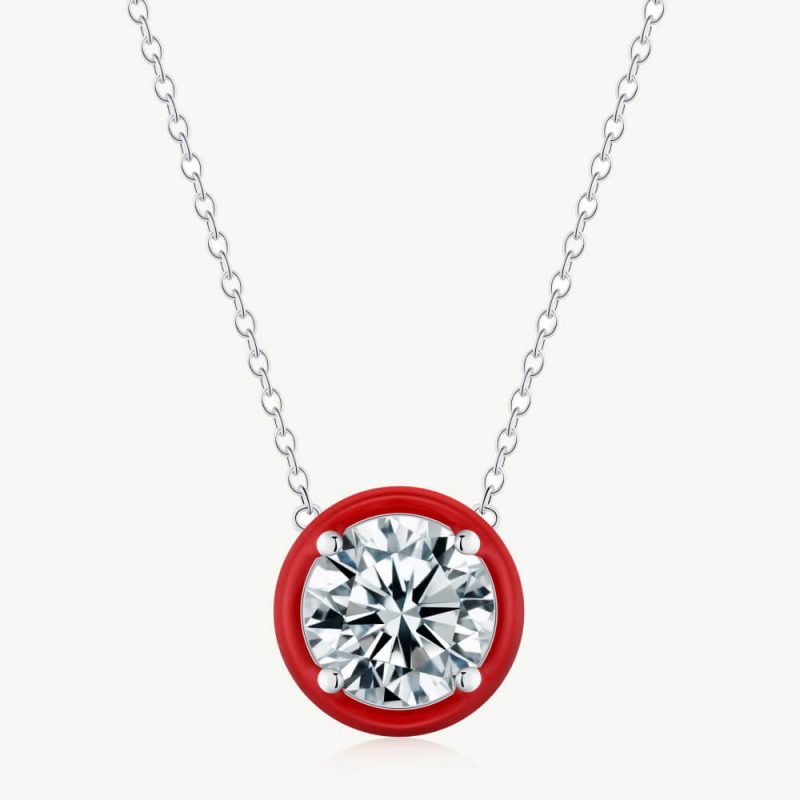 Morden 5A Round-Cut CZ Pendant Necklace with Droplet Frame main-2 1-DY190132-S-W-WH