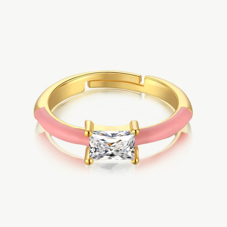 Open Band Ring with Ascher-Cut Zirconia and Droplet Cover Fancy Pink main-2 DY120250-S-G-PK