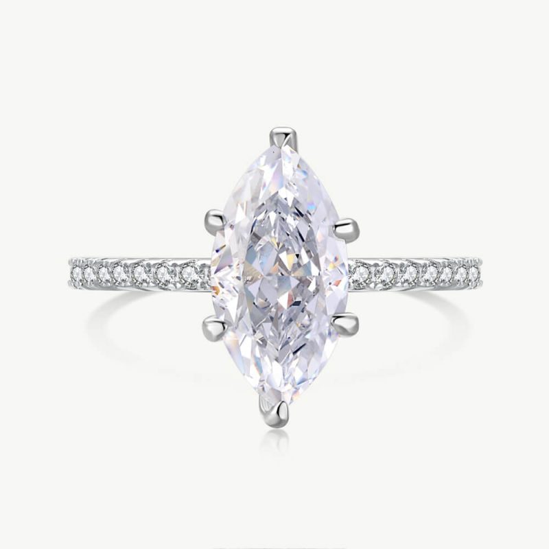 Solitaire 1.5 ct Ice-Cut Marquise ring with One Row Pave CZ main-2 DY120574-S-W-WH