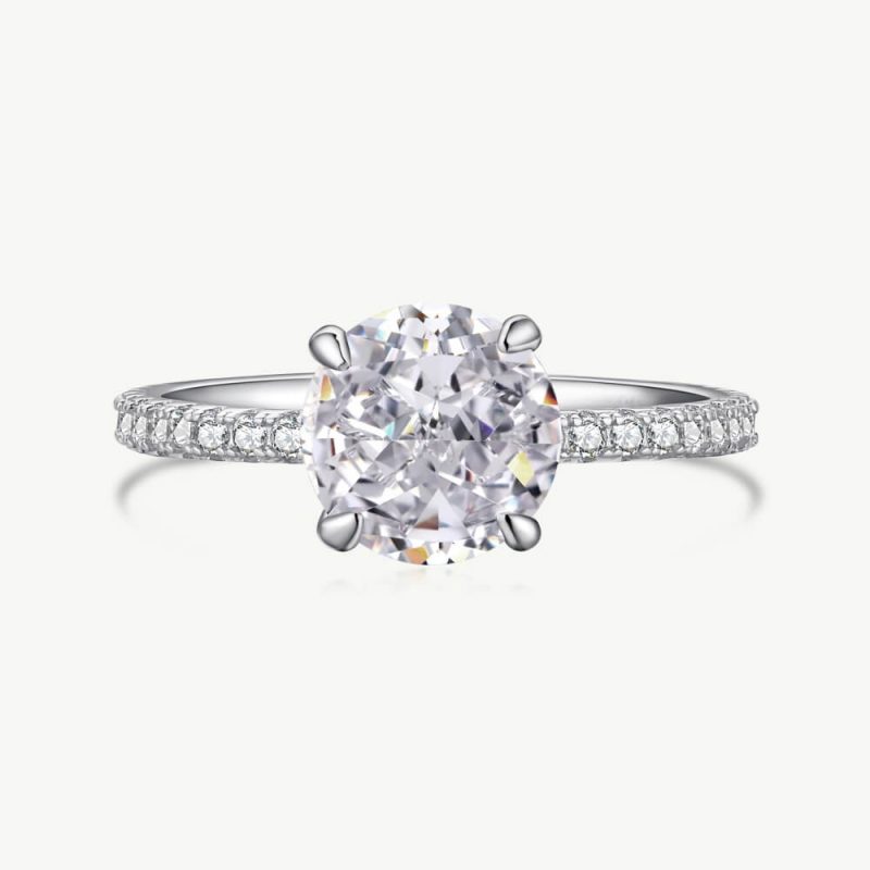 Solitaire Round-cut Ring with single row Pave Zirconia band main-2 DY120573-S-W-WH