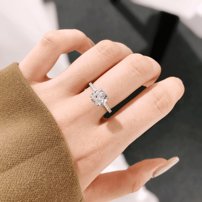 Solitaire Round-cut Ring with single row Pave Zirconia band other 1 DY120573-S-W-WH