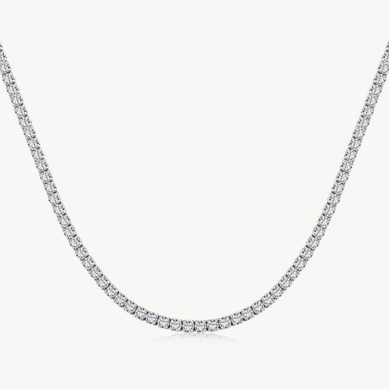 Sparkling Pave Square CZ Tennis Necklace in a Single Row main-2 1-DY190148-S-W-WH-2mm