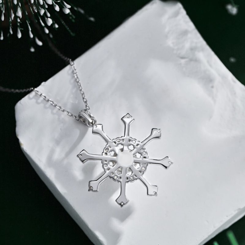 Sunflower Pendant Necklace with Pearl and CZ Pave and Rays other 5-DY190435-S-W-WH