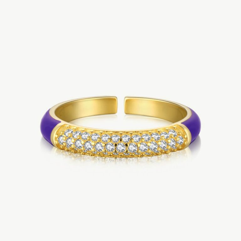 Triple-Row Pavé Zirconia Open Band Ring with Droplet cover Purple main-2 DY120253-S-G-VT