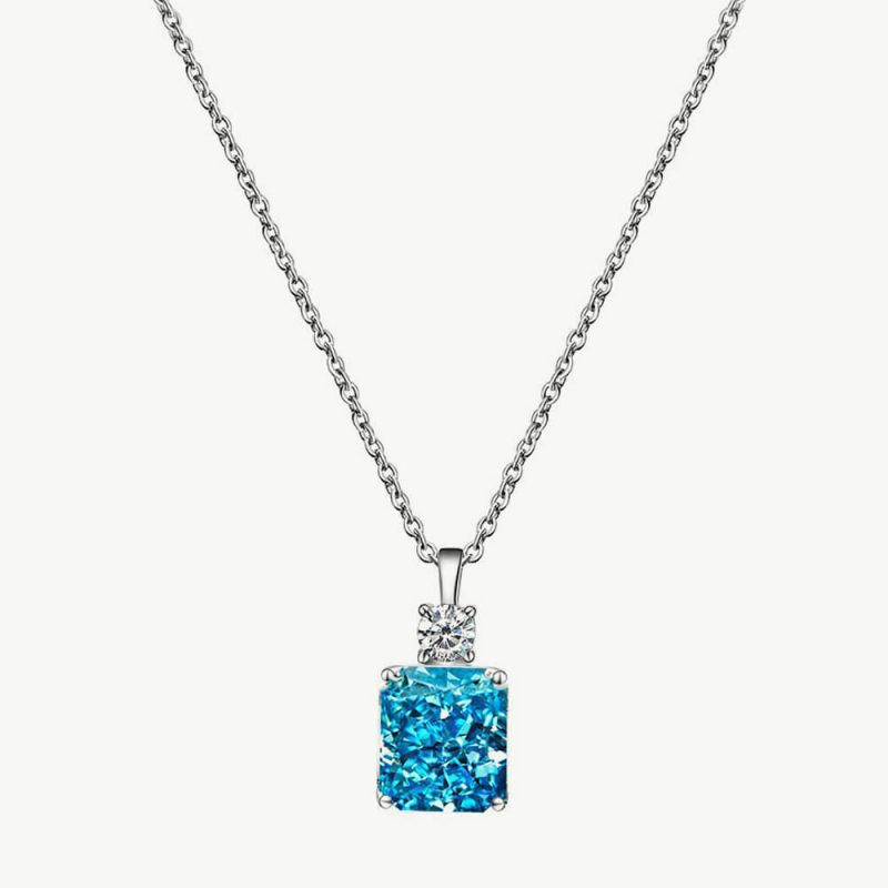 Vibrant 5.0 ct Ice-Cut Square Pendant Necklace with Round CZ main-3 1-DY190154-S-W-BA