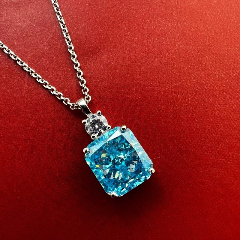 Vibrant 5.0 ct Ice-Cut Square Pendant Necklace with Round CZ other 2-DY190154-S-W-BA