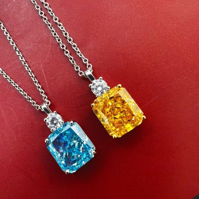 Vibrant 5.0 ct Ice-Cut Square Pendant Necklace with Round CZ other 6-DY190154-S-W-BA