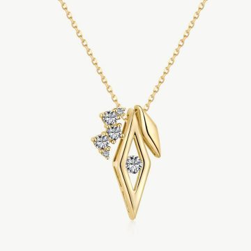 Festive lozenge Pendant Necklace Adorned with 5A Round CZ main-2 1-DY190438-S-G-WH-18K