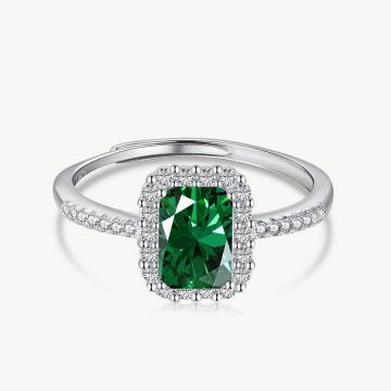 Radial-Cut Rectangle Ring with Vintage Charm and Open Band Peridot Green main-2 DY120489-S-W-GN