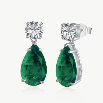 Elegant 5A Pear-Shaped Earring Adorned With Round Zirconia main-2 1-DY110144-S-W-GN