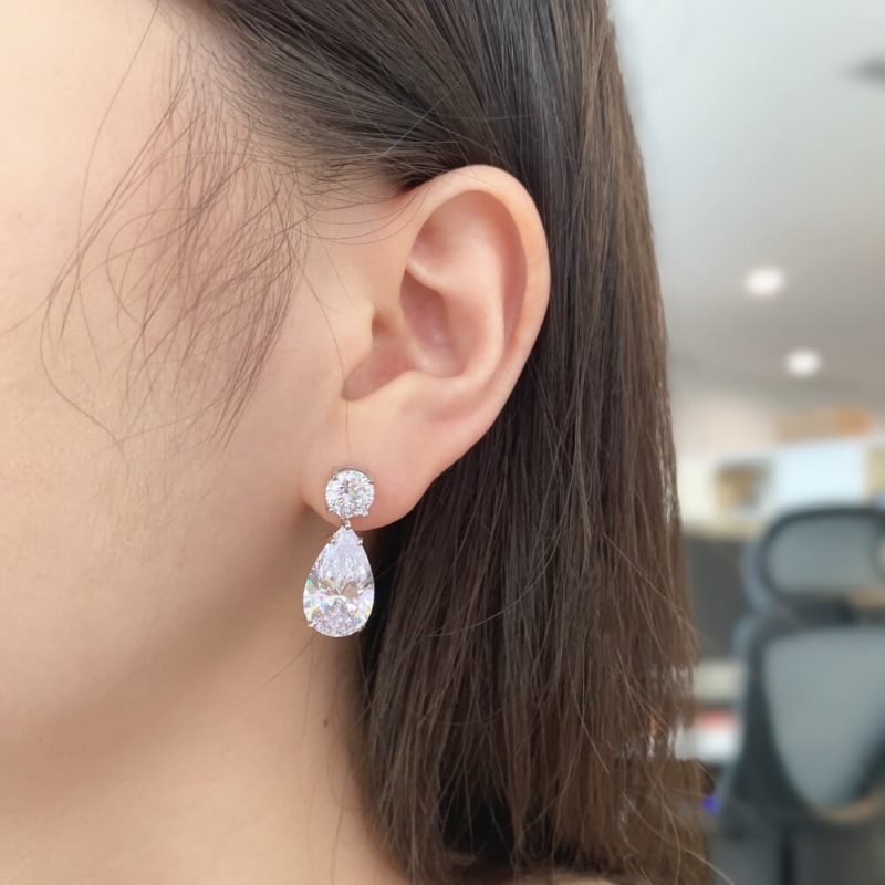 Elegant 5A Pear-Shaped Earring Adorned With Round Zirconia other 1-DY110144-S-W-WH